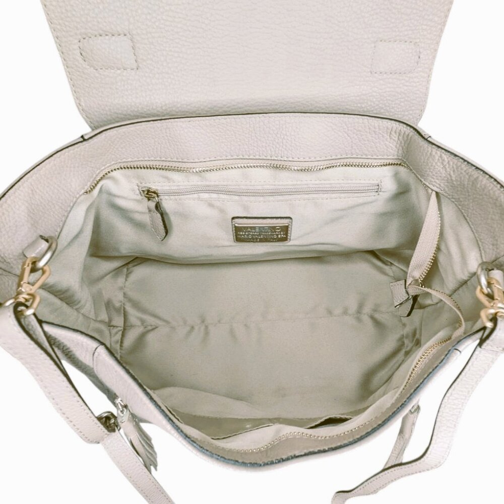 Valentino By Mario Valentino Camilla Taupe Leather Satchel w/ Strap - Picture 7 of 9